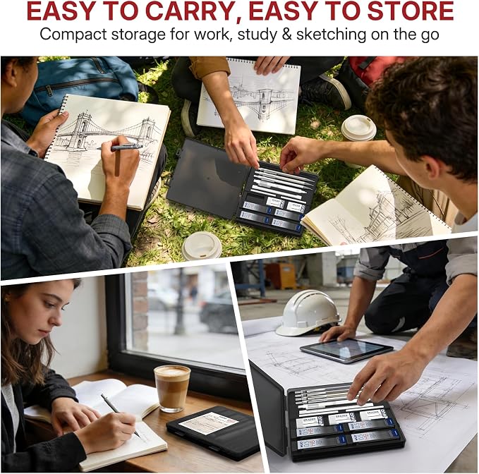 WUO 0.5mm Mechanical Pencil Set with Eraser Pen, 4PCS Metal Mechanical Pencils, 480 HB Lead Refills, 3PCS 4B Erasers, 10PCS Eraser Refills for Writing, Drafting, Drawing & Sketching