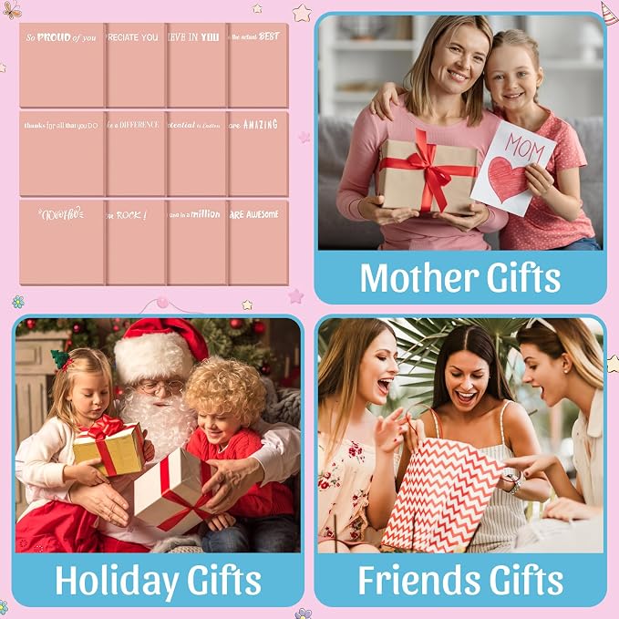 Yinder 24 Pcs Inspirational Sticky Notes, Back to School Supplies, Cute Motivational Sticky Notes Pad Employee Appreciation Gifts Bulk for Teacher Coworker Office 3 x 3'' (Motivational,Pink)
