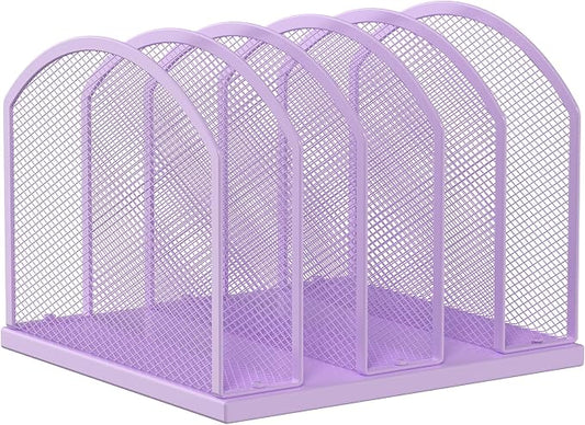 Gawerk 5-Section Vertical Desktop Organizer, 6-Section Mesh File Folder Stand Sorter for Office Home Classroom Organization