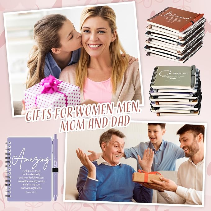 Kosiz 36 Sets Christian Gifts Bulk Christian Notebooks with Pens Inspirational Prayer Journals Bulk A6 Spiral Small Notepads for Women Men Church Members Bible Study Groups (Fresh Color)