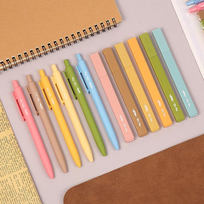 Mr. Pen- Aesthetic Highlighters and Gel Pens, 12 Pack | Boho Colors Bible Highlighters No Bleed, Fine Point 0.7mm Gel Pens, Fast Dry and No Smear for Bible Journaling, Planner