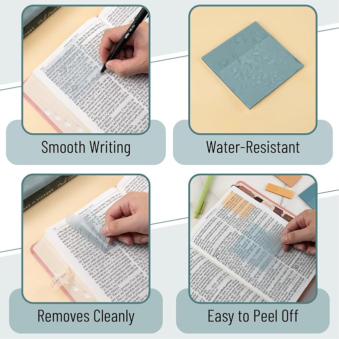 Mr. Pen- Transparent Sticky Notes Set, 200 Sheets | Transparent Sticky Notes and Planner Tabs with Black Fineliner Pen for Bible Study, Office, School, Planning