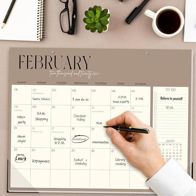 Guasslee Desk Calendar 2026-2027, 18-Month School Year Desk/Wall Calendar, 2026 Jan-2027 Jun., 14" X 11" Monthly Planner With Thick Paper For Office Home School Organizing