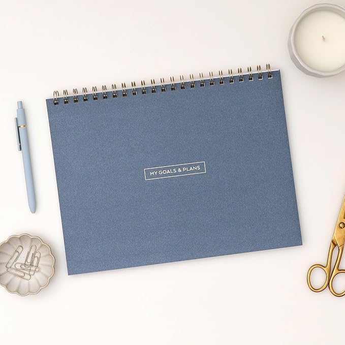 Blue Sky Undated Weekly Planner Pad, 12"x9", Navy | Top Safety Wirebound, Notes Section, For Office and School