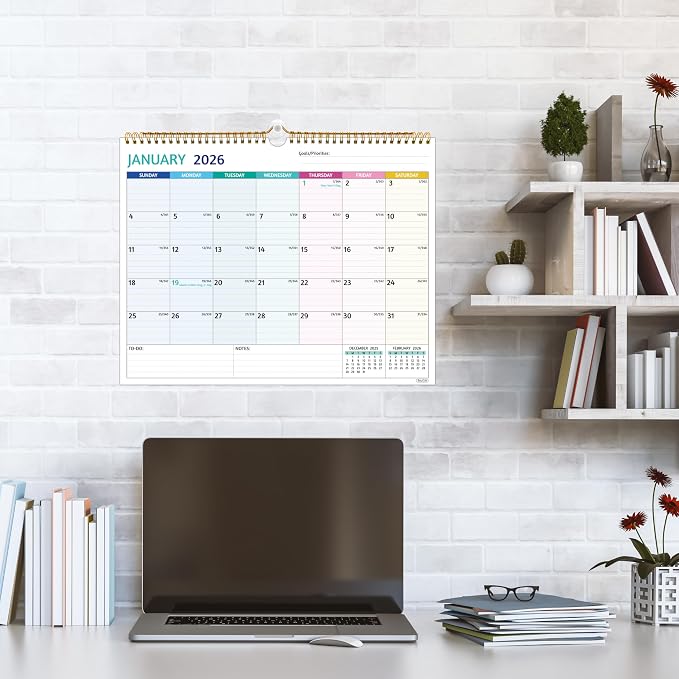 2026-2027 Wall Calendar - Run Now to Jun 2027, 14.57 x 11.42 In, 2026 Calendar, 18 Months Calendar 2026-2027, Monthly Calendar with Ruled Blocks, Thick Paper, Holidays, To-do ＆ Notes