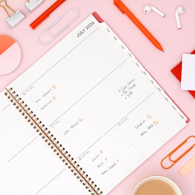 Blue Sky 2026-2027 Weekly & Monthly Academic Planner, 8.5"x11", Cali Pink | July 2026 - June 2027, Flexible Pocket Cover, Wirebound, Storage Pocket, Academic Year