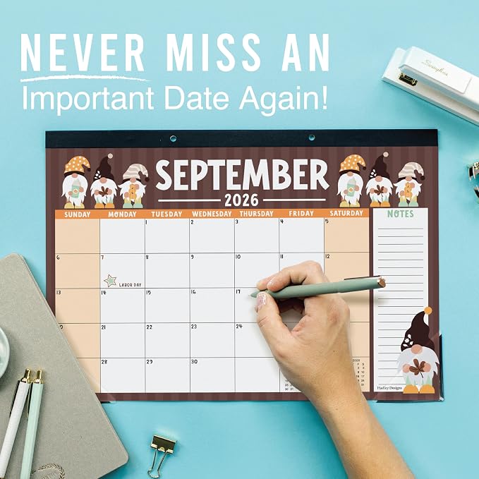 Hadley Designs Large Teacher Desk Calendar 2026-2027 - Desktop Calendar 2026, 18-Month Academic Desk Calendars for School, Home & Office, Cute Classroom Must Haves, Back to School Teacher Gifts