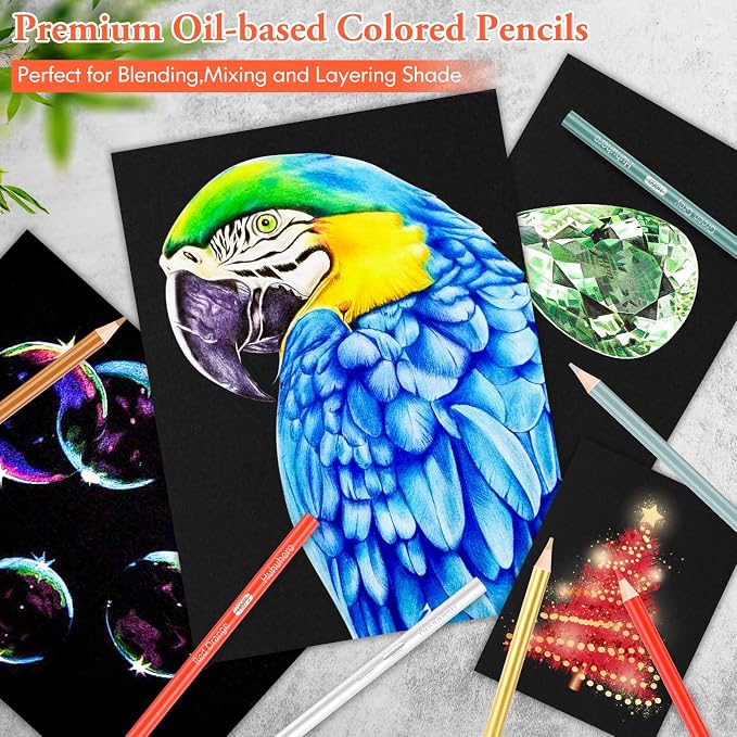 Huhuhero 120 Colored Pencils, Art Color Pencils for Adult Coloring Book | Vibrant Oil-Based 120 Colors, Soft Cored Smooth Laydown, Break-Resistant, Coloring Kits for Coloring Books, Sketching
