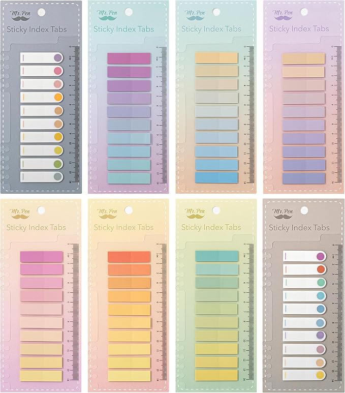 Mr. Pen- Colorful Sticky Tabs, 1600 pcs, Translucent Page Markers | Water-Resistant Book Tabs for Annotating, Bible Study, Planning, Indexing & Document Organization