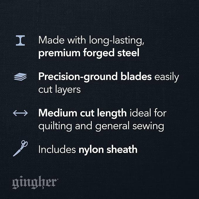 Gingher 7" Professional Dressmaker Scissors for Fabric Cutting & Sewing