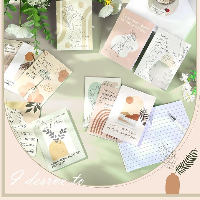 Tatuo 24 Pcs Positive Affirmation Notebooks for Women Boho Inspirational Notebook Small Motivational Encouragement Notepads Daily Affirmations Journal Student Teacher Coworker Back to School Supplies