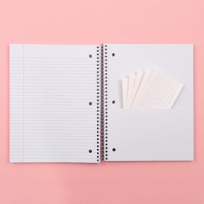 Yoobi College Ruled 8 x 10.5” Spiral Notebook Set – Bulk 3-Pack of 3 Subject Notebooks, Blue, Mint Green & Blush Pink – Gift Idea – 150 Perforated, 3-Hole Punched Sheets