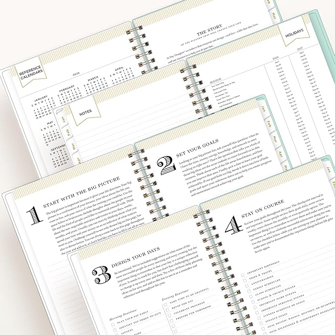 Blue Sky 2026 Weekly & Monthly Planner Calendar, 5"x8", Secret Garden Mint | January 2026 - December 2026, Flexible Cover, Durable Twin Wire Binding, Storage Pocket, Stickers