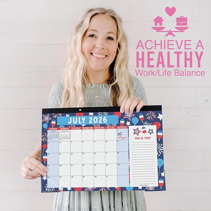 Hadley Designs Large Teacher Desk Calendar 2026-2027 - Desktop Calendar 2026, 18-Month Academic Desk Calendars for School, Home & Office, Cute Classroom Must Haves, Back to School Teacher Gifts