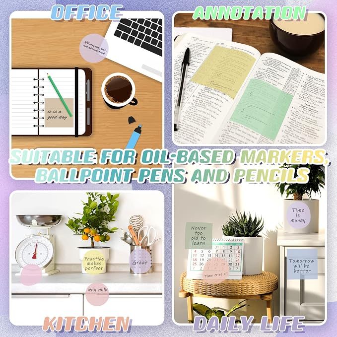 Jetec 500 Sheets Transparent Sticky Notes Bulk 3x3 Pastel See Through Sticky Notes Clear Books Annotation Tabs Bible Study Supplies Self Adhesive Waterproof Translucent Memo Pad for Office Reading