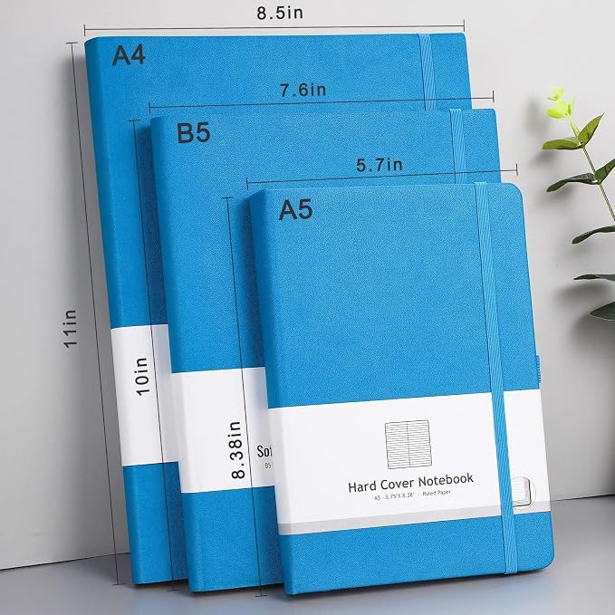 AHGXG Lined Journal Notebook, 320 Numbered Pages, A5 (5.75'' X 8.38'') | Thick Lined Notebook for Note Taking, 100GSM Paper, Leather Hardcover, for Women Men (Blue)