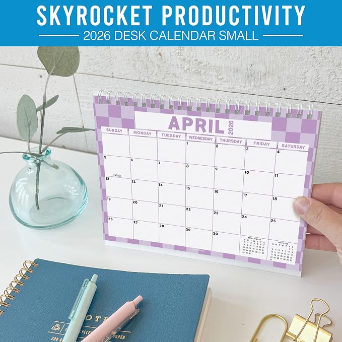 Small Desk Calendar 2026-2027 Standing Flip - 18-Month 2026 Desk Calendar Small for Home, Office & School, Standing Desks Calendars 2026-2027, Mini Desks Calendars, Back to School Teacher Gifts