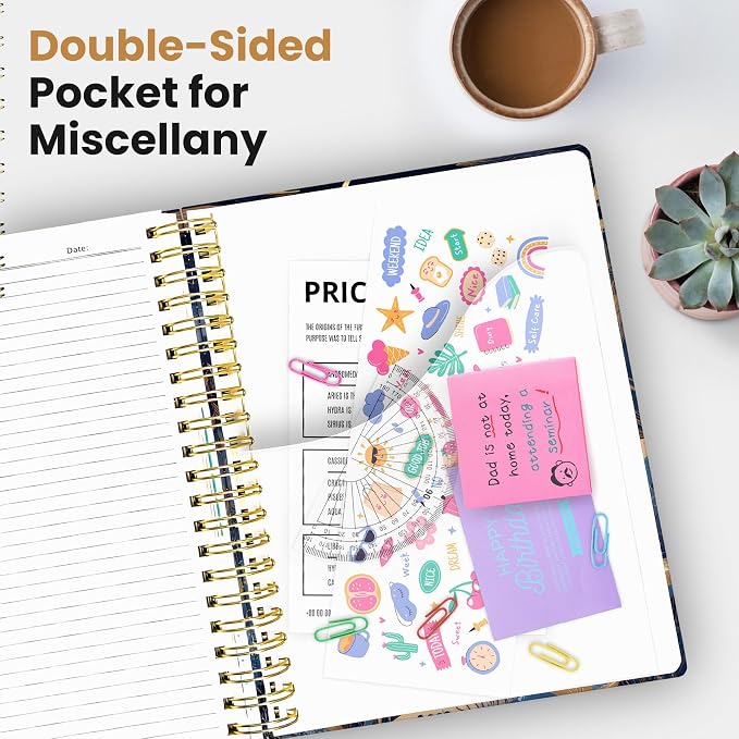 Large Lined Spiral Journal for Women Cute Hardcover 5 Subject Notebook for Work 8.5" x 11" with Removable Dividers & Tabs, College Ruled, 280 Pages Aesthetic Journal for Work, School & Note Taking, Lunar Fawn