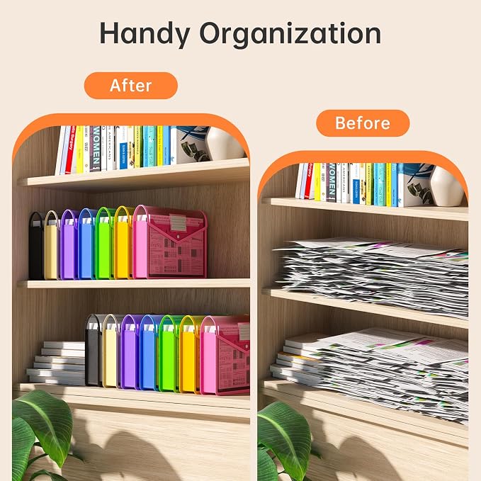 Plastic Expanding File Folder, Transparent envelopes with Snap Closure | Large Capacity, No Dividers, Bills & Taxes, Fit Legal/B4 Size for School / Office / Home / Hospital, 3 Pack-3 Colors