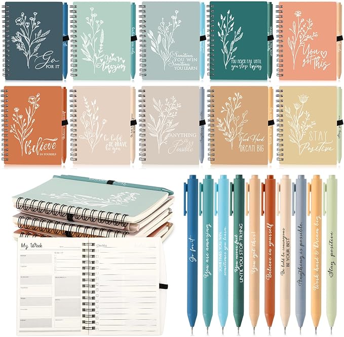 Resurhang 40 Pcs 20 Sets Employee Appreciation Gifts Bulk Inspirational Notebooks with Pens Small Notepads for Coworkers Staff Team Nurses Volunteers Students Teacher School Office Supplies | Back to School Gifts for Teacher Students, Employee Apprecia...