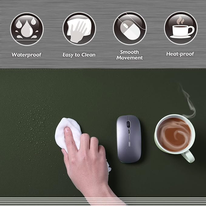 K KNODEL Large Sewing Leather Desk Mat, Desk Pad (Dark Green, 35.4" x 17") | Mouse and Keyboard Pad, PVC Computer and Laptop Mat, Desktop Protector and Cover, Writing Pad and Blotter for Home Office