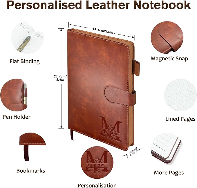 Personalized Notebook with Gift Box & Pen, Monogrammed Journal with Name | Custom Initial Gift for Men/Women, Engraved Journals To Write In, Birthday Anniversary Corporate, Keepsake, Business Gift