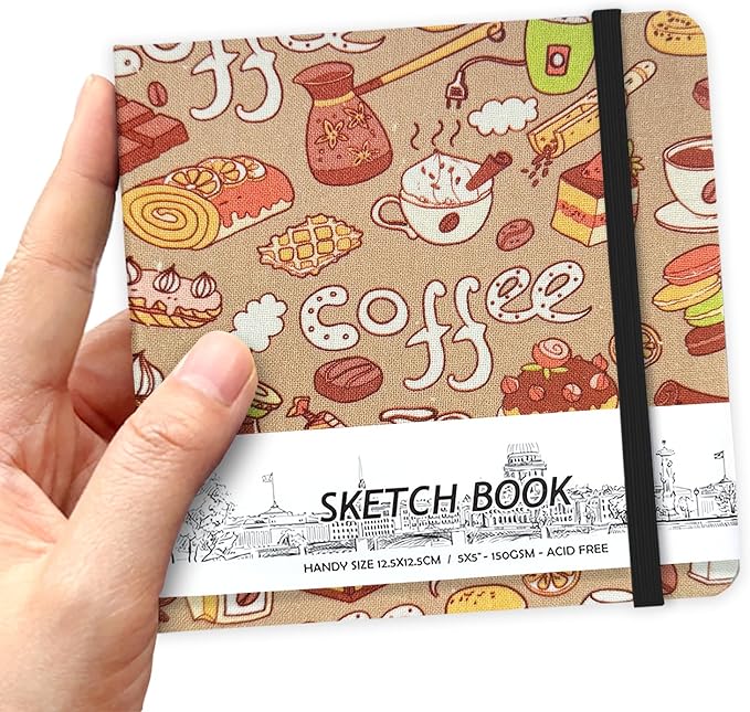 5" x 5" Hardcover Sketch Book,58 Sheets Hardcover Mixed Media Sketch Pad | PU Cover,150 GSM Acid Free Artist Drawing Paper,Travel Journal Blank Notebook for Adults Sketching,Illustration.