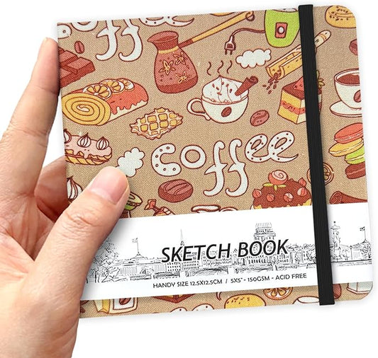 5" x 5" Hardcover Sketch Book,58 Sheets Hardcover Mixed Media Sketch Pad | PU Cover,150 GSM Acid Free Artist Drawing Paper,Travel Journal Blank Notebook for Adults Sketching,Illustration.