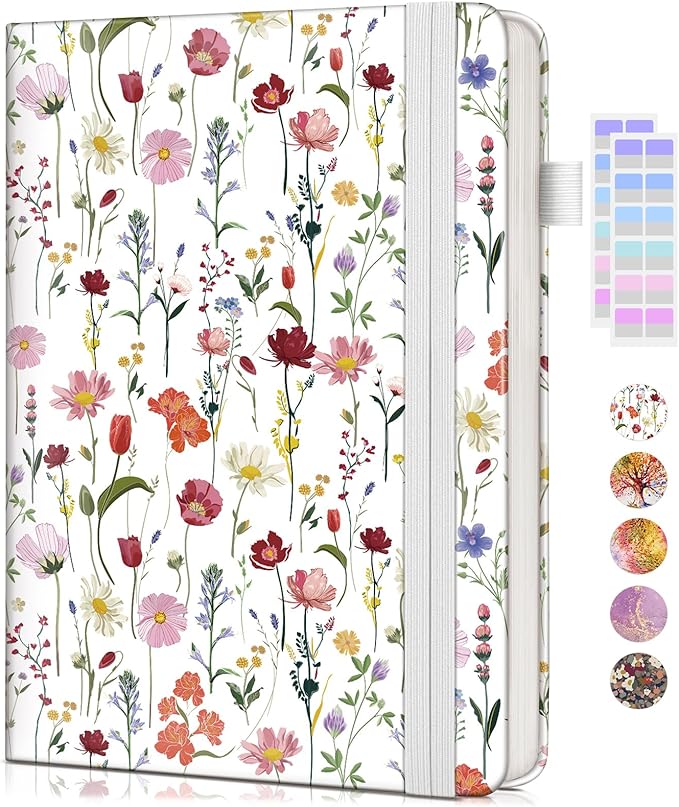 Lined Journal Notebook for Women Men, 256 Numbered Pages Hardcover Notebooks for Work, A5 Journaling Notebooks, College Ruled Journals for Writing Business School 5.75" x 8.38" Wildflower Garden
