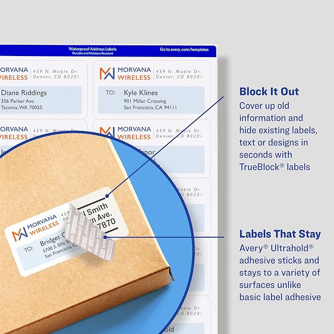 Avery Printable TrueBlock Shipping Labels, 3.5" x 5", Sure Feed, White, 2 Pack, 200 Labels Total (5640)