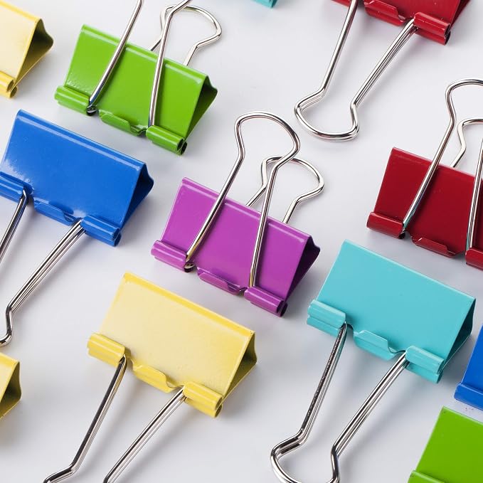 Mr. Pen- Binder Clips, 1.25 inch, 25 Pack | Colored Colored Binder Paper Clips Medium Size, Paper Clamps for Office Supplies, Home, School, Business, Document Organizing