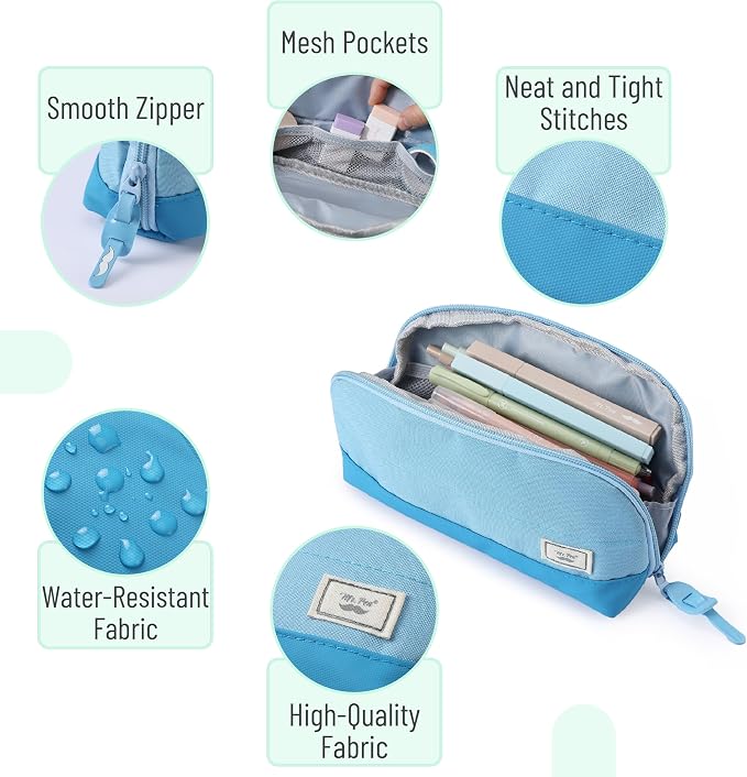 Mr. Pen- Wide-Opening Pencil Case, Triangle Design | Compact & Spacious Pencil Cases with 5 Mesh Pockets, Bag Pouch, Box Organizer for Students, School Supplies, Aesthetic Supply