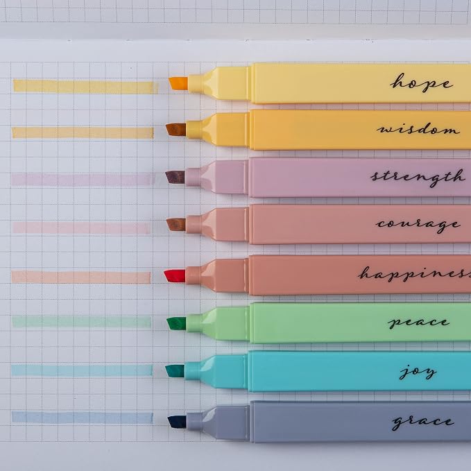 DIVERSEBEE Bible Highlighters with Soft Chisel Tip, No Bleed (Pastel) | 8 Pack Assorted Colors Pens, Quick Dry, Cute Aesthetic Markers, Bible Study Journaling Supplies and Accessories