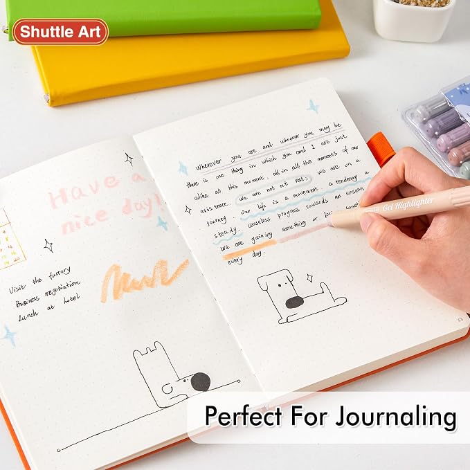 Shuttle Art Bible Highlighters and Pens No Bleed, 12 Dusty Colors Gel Highlighters No Bleed Through, Bible Journaling Supplies, Great for Journaling Highlighting and Studying