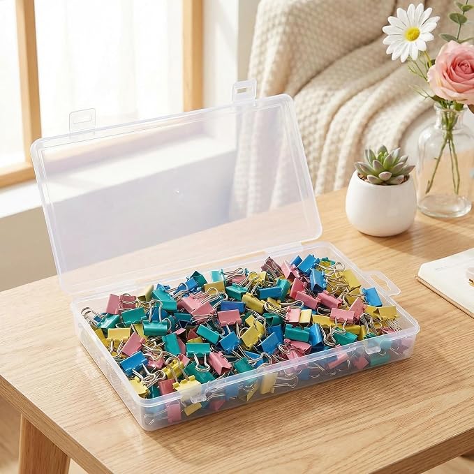 260Pcs Mini Binder Clips Assorted Colored, 0.59 in/15mm Small Binder Paper Clips Office Clips Office Supplies Desk, Micro Size Cute Binder Clips, Small Paper Clamps for Home School Business (Colored)