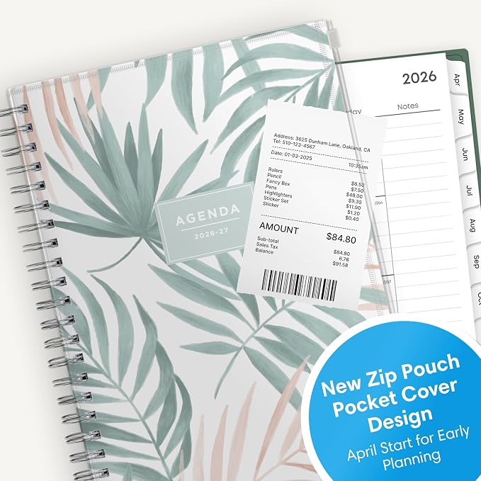 Blue Sky 2026-2027 Weekly & Monthly Academic Planner, 5"x8", Seychelle | 15-Month, April 2026 - June 2027, Flexible Cover With Zip Pouch, Wirebound, Storage Pocket, Academic Year