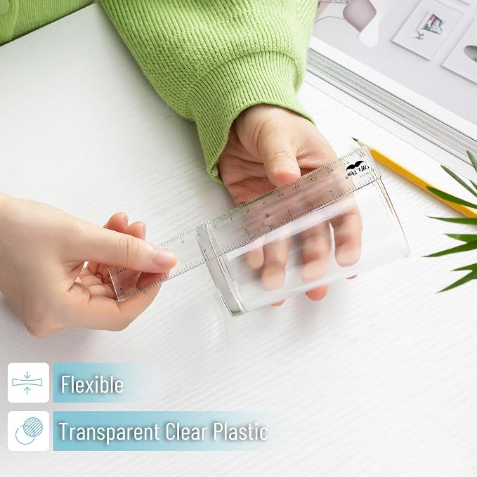 Mr. Pen- Bulk Plastic Rulers, 6 Inch, 100 Pack, Easy-to-Read Markings | Scratch-Resistant Design, Durable Clear Ruler for Crafting Office & School, School Supplies, Bulk Rulers Set, Measuring Tools