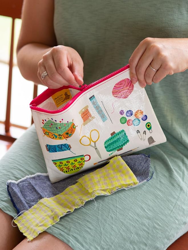 Blue Q Zipper Pouch, Made from 95% Recycled Material, 7.25" h x 9.5" w, Colorful Chunky Zipper