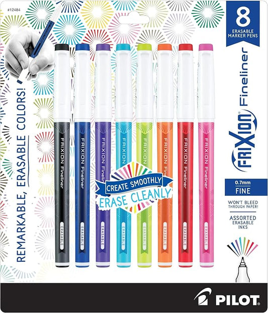 PILOT FriXion Fineliner Erasable Marker Pens, Fine Point 0.7 mm, Vivid Colors, Erasable Pens - Ideal for School, Journaling, & Office Writing (Pack of 96)