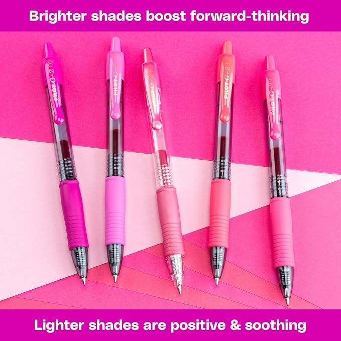 Pilot G2 Premium Gel Roller Pens, G2 Boost Pink Pens Pack, The Colors of Optimism, 8 Pack Pouch, Fine Point 0.7 mm, Assorted