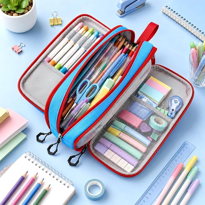 Pencil Case for Boys, Large Capacity Pencil Pouch with Zipper Compartments, Gamer Pen Bag Organizer for School Kids Teens