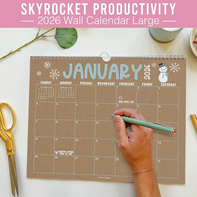 2026 Calendar Wall - 2026 Wall Calendar Large, 18-Month Hanging Calendars for School, Home & Office, Academic Monthly Calendar from January 2026 to June 2027, Back to School Teacher Gifts
