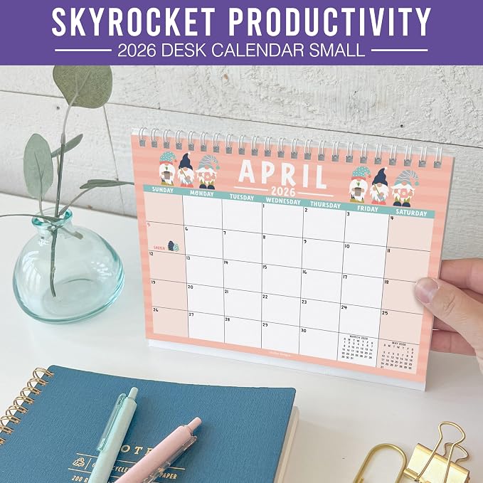 Small Desk Calendar 2026-2027 Standing Flip - 18-Month 2026 Desk Calendar Small for Home, Office & School, Standing Desks Calendars 2026-2027, Mini Desks Calendars, Back to School Teacher Gifts