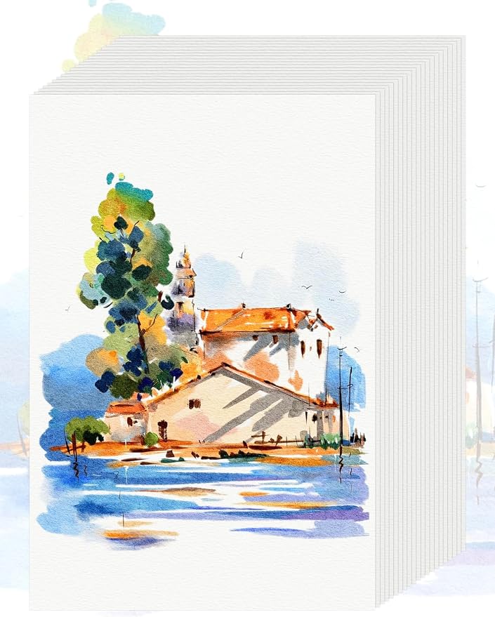 21 Sheets Watercolor Paper 9x12, Cold Press Watercolor Paper Pad, 140 LB/300 GSM Water Color Paper 9x12, Art Supplies for Kids Adults, Watercolor Pad for Painting, Sketching, Acrylic, Gouache