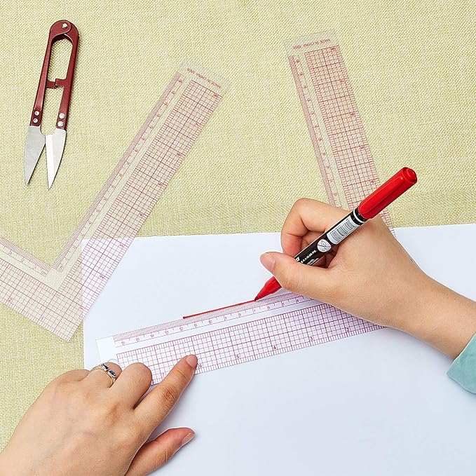 Frienda 2 Pieces L Ruler Measuring Tool L Shaped Sewing Ruler Clear Plastic Right Angle Measure Tailor for Craft Tool Drawing Measuring Supplies