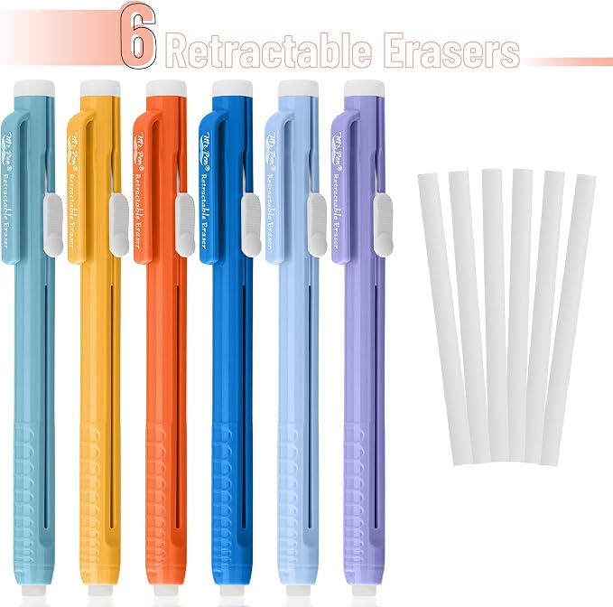 Mr. Pen- Retractable Mechanical Eraser Pens, 6 Pack, Winter Colors | Latex-Free Precision Pencil Erasers for Artists, Students, Drawing, Sketching & Drafting