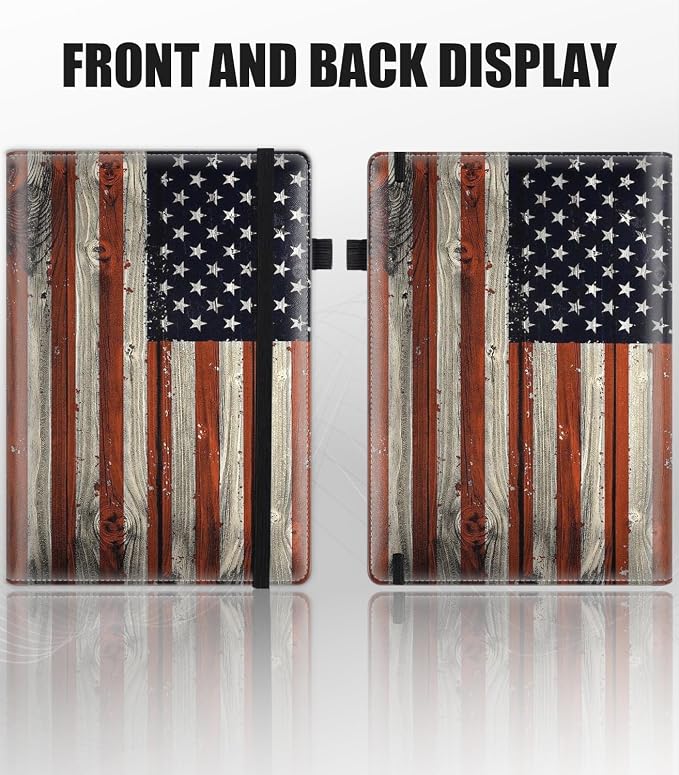 Hardcover Executive Notebooks, A5 PU Leather Lined Journal Notebook, 200 Pages Thick Paper Subject Notebooks for School,Work,Home Writing Business Notebook, Diary Book ，American Flag