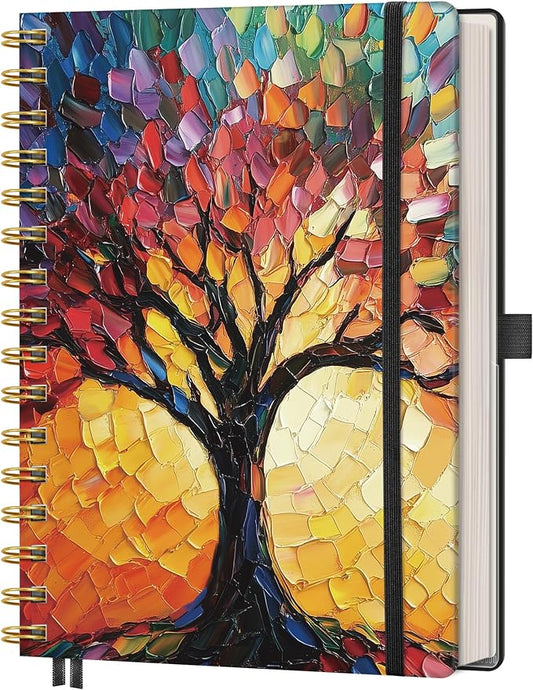 AHGXG Blank Journal Notebook, 160 Pages, A5 Medium Size (5.7'' x 8.3''), Hardcover, 100 GSM Thick Paper, for Sketching, Drawing, Painting (Colourful Tree)