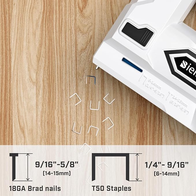 Bielmeier Electric Staple Gun, 4V Cordless Battery Powered Staple Gun, 2-in-1 Electric Stapler & Brad Nailer with 1200 T50 Staples, 400 Nails, USB-C Charger for Upholstery, Wood & DIY