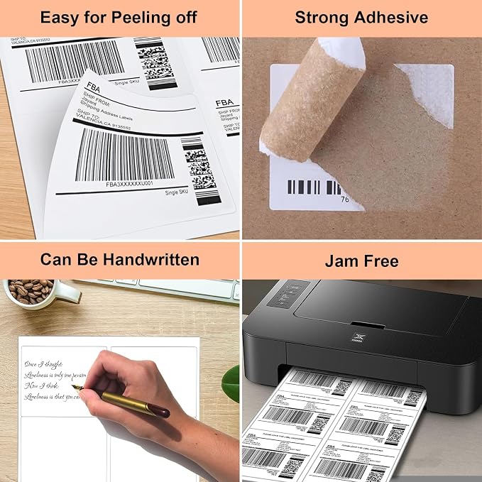 30 UP 6000 Stickers 200 Sheets 1" x 2-5/8" Shipping Return Address Labels for Laser Inkjet Printer, White Blank Mailing Labels | Shipping Return Address Labels for Laser Inkjet Printer, White Blank Mailing Labels